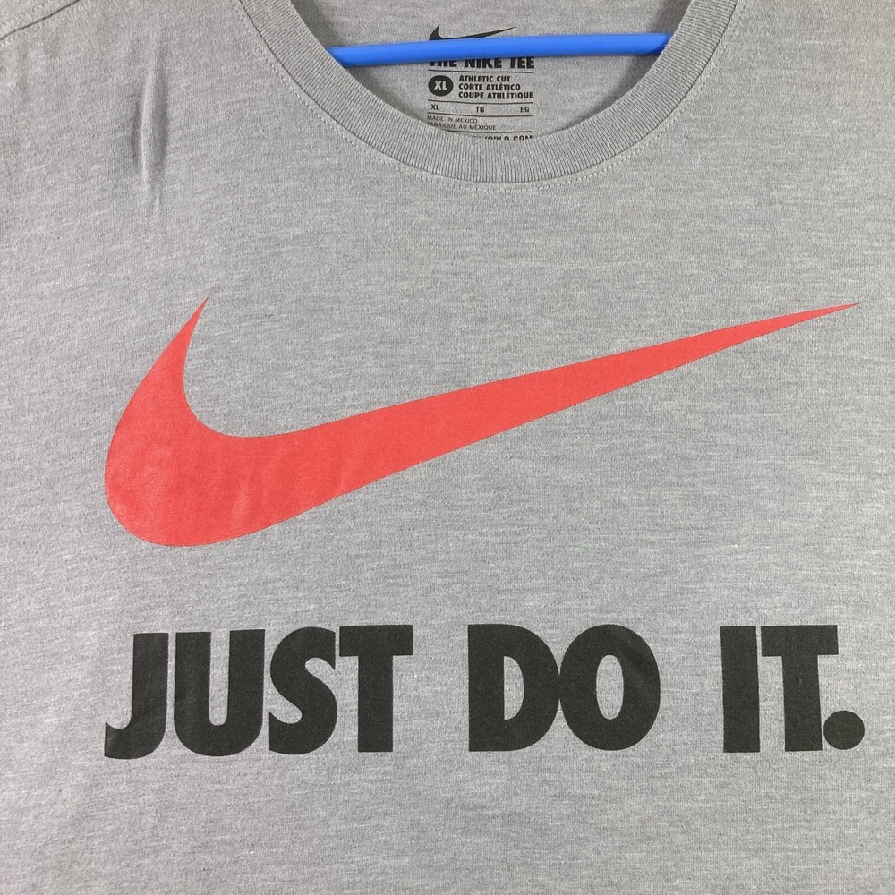 Nike Shirt Adult XL Gray Swoosh Logo Just Do It Graphic Tee Pullover SS READ - Picture 2 of 13